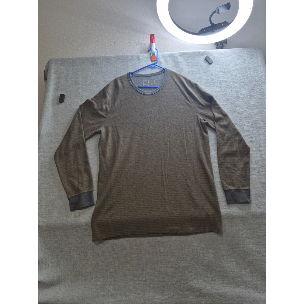 Mutual Weave Sweater Men's XLT Brown Cotton Knit Crew Neck Ribbed Cuffs Pullover